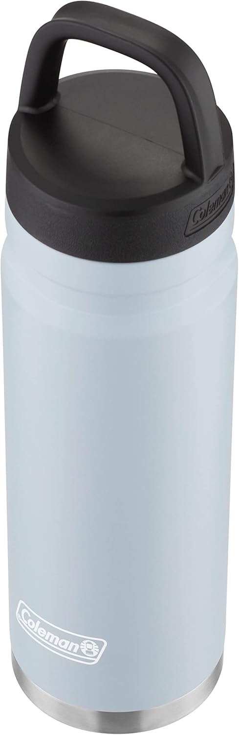 Coleman Connector Vacuum-Insulated Stainless Steel Water Bottle with Wide Mouth Leak-Proof Lid, 24oz/40oz Durable Water Bottle with Carry Handle, Keeps Drinks Hot or Cold for Hours