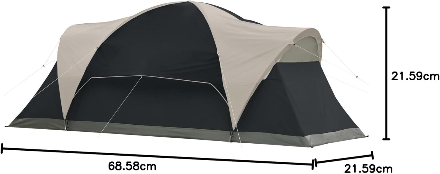 Coleman Montana Camping Tent, 6/8 Person Family Tent with Included Rainfly, Carry Bag, and Spacious Interior, Fits Multiple Queen Airbeds and Sets Up in 15 Minutes