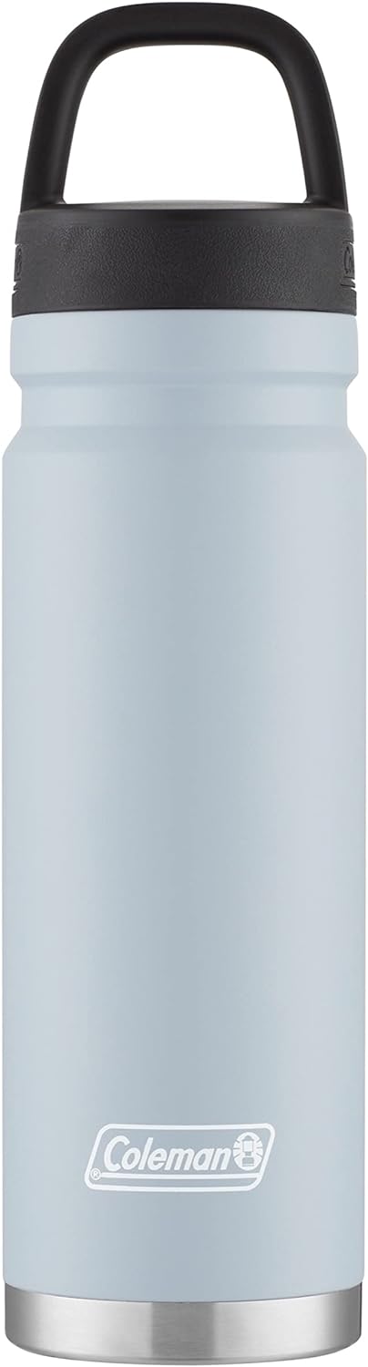 Coleman Connector Vacuum-Insulated Stainless Steel Water Bottle with Wide Mouth Leak-Proof Lid, 24oz/40oz Durable Water Bottle with Carry Handle, Keeps Drinks Hot or Cold for Hours
