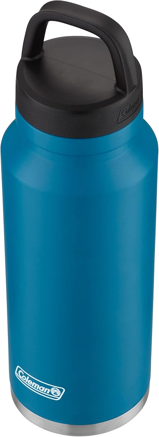 Coleman Connector Vacuum-Insulated Stainless Steel Water Bottle with Wide Mouth Leak-Proof Lid, 24oz/40oz Durable Water Bottle with Carry Handle, Keeps Drinks Hot or Cold for Hours