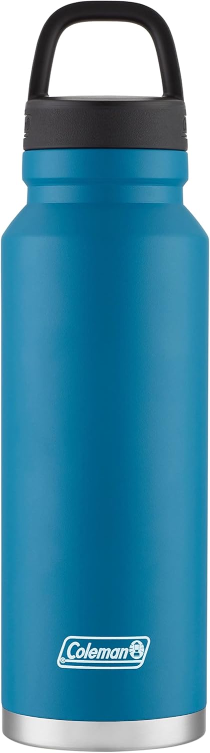 Coleman Connector Vacuum-Insulated Stainless Steel Water Bottle with Wide Mouth Leak-Proof Lid, 24oz/40oz Durable Water Bottle with Carry Handle, Keeps Drinks Hot or Cold for Hours