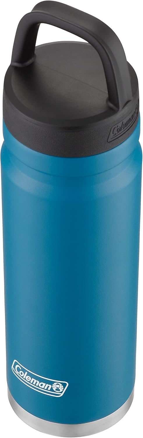 Coleman Connector Vacuum-Insulated Stainless Steel Water Bottle with Wide Mouth Leak-Proof Lid, 24oz/40oz Durable Water Bottle with Carry Handle, Keeps Drinks Hot or Cold for Hours