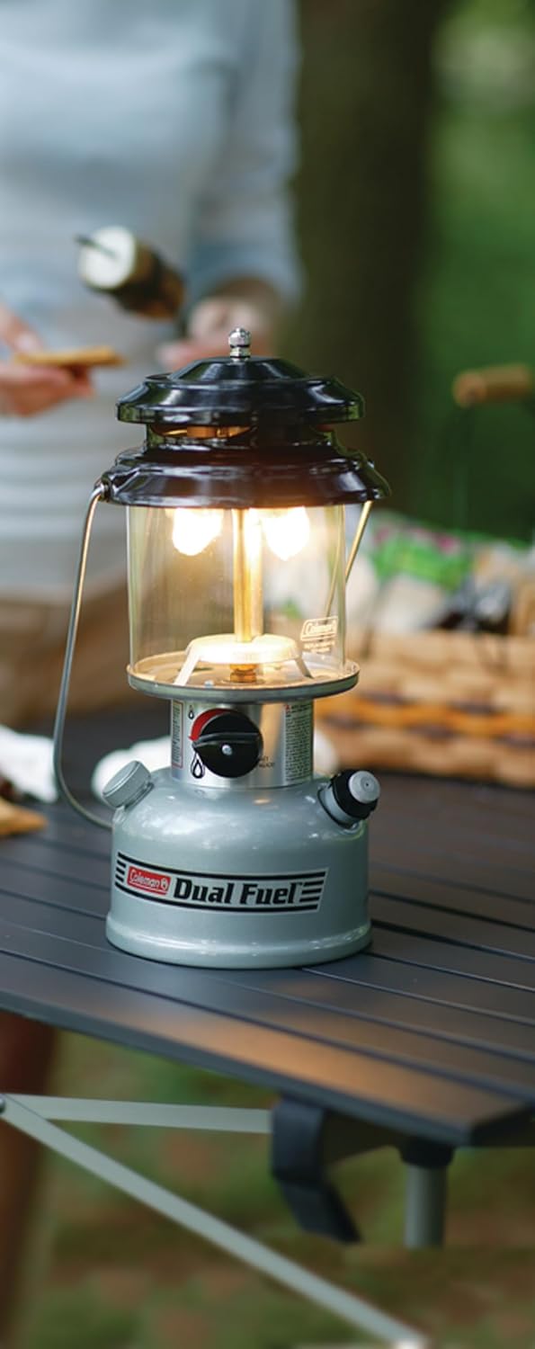 Coleman Premium Dual Fuel Lantern with Carry Case, Portable Lantern with Adjustable Brightness Includes Handle, Mantles, Filter Funnel, and Carry Case; Great for Camping, Power Outages, & Emergencies