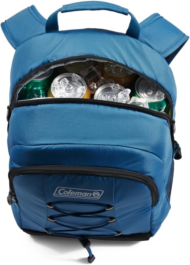 Coleman Chiller Backpack Cooler, Leak-Proof 28 Can Backpack Cooler with Ice Retention, Made with Recycled Materials