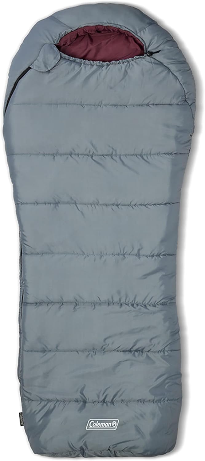 Coleman Tidelands Mummy Sleeping Bag, Cool-Weather 30°F/40°F/50°F Camping Sleeping Bag for Adults with Insulation, Heat Retention, and Easy-Zip, Big & Tall