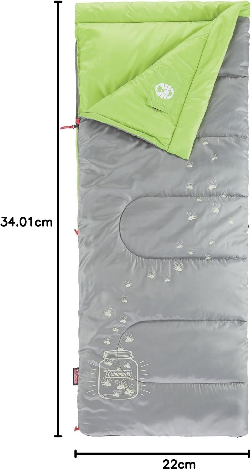 Coleman Kids 45°F Sleeping Bag, Comfortable Youth Sleeping Bag for Sleepovers & Camping, Fits Children up to 5ft 5in Tall, Lightweight and Warm Sleeping Bag for Indoor/Outdoor Use, Machine Washable