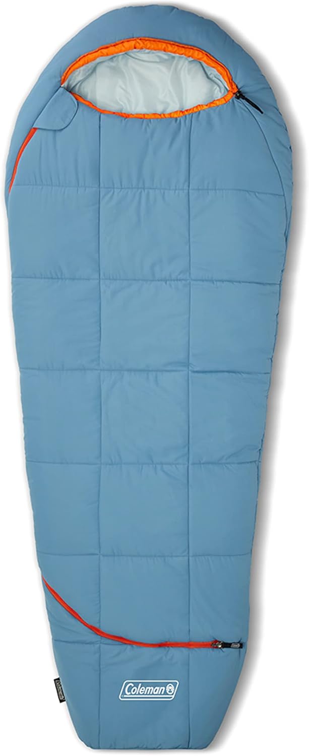 Coleman Big Bay Mummy Sleeping Bag, Cool-Weather 0°F/20°F/40°F Camping Sleeping Bag for Adults with Foot Ventilation and Compression Stuff Sack, Big & Tall