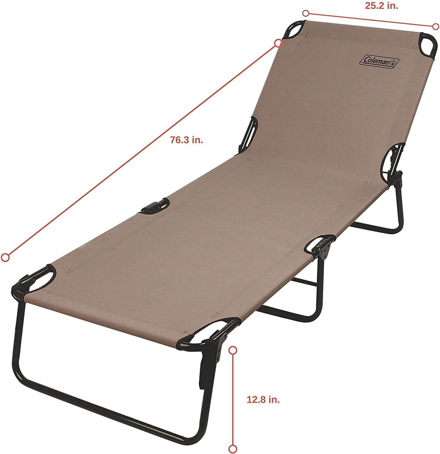 Coleman Converta Outdoor Folding Cot, Strong Steel Frame Supports Campers up to 6ft 2in or 225lbs, 4 Back & 2 Foot Positions Folds Compactly to Fit in Trunk