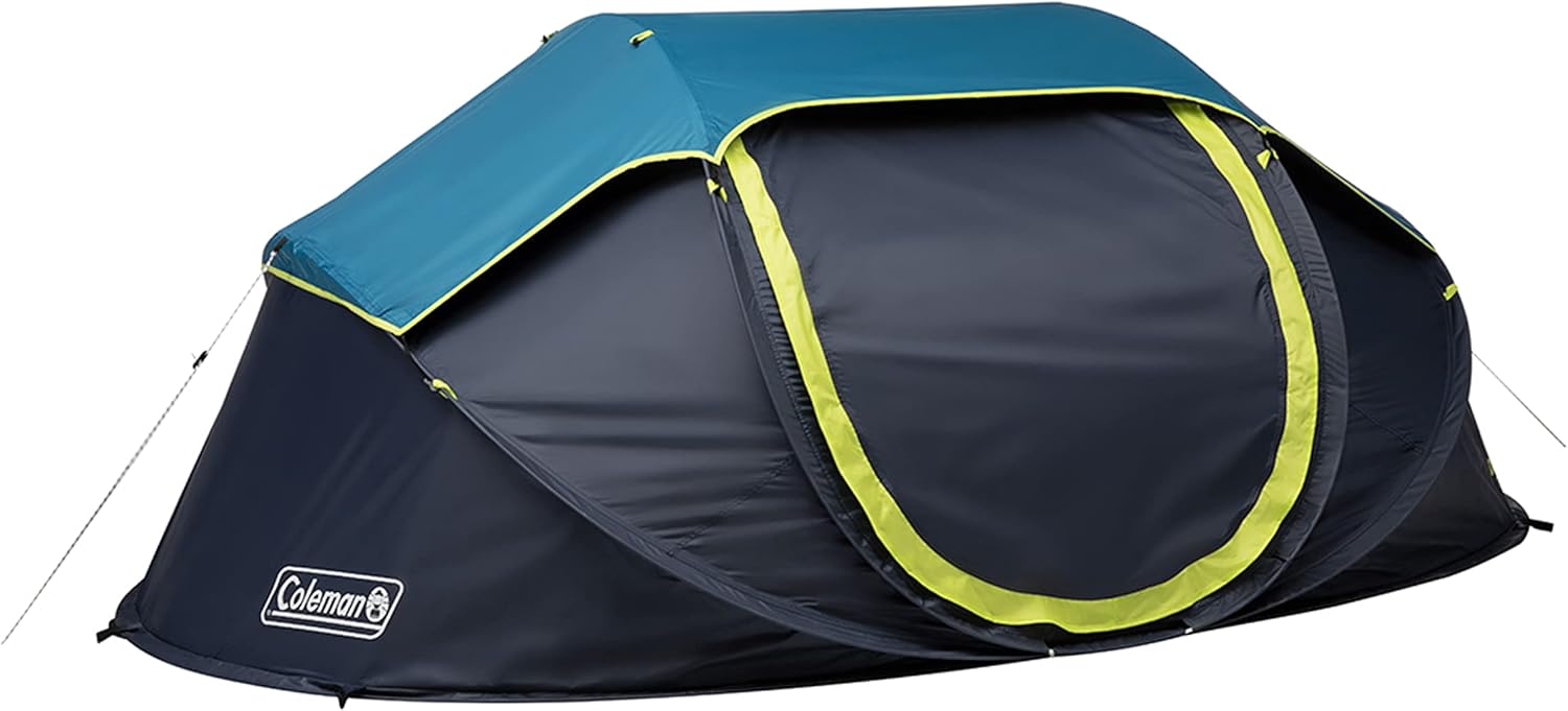 Coleman Pop-Up Camping Tent with Dark Room Technology, 2/4 Person Tent Sets Up in 10 Seconds & Blocks 90% of Sunlight, Includes Pre-Assembled Poles, Adjustable Rainfly, & Taped Floor Seams