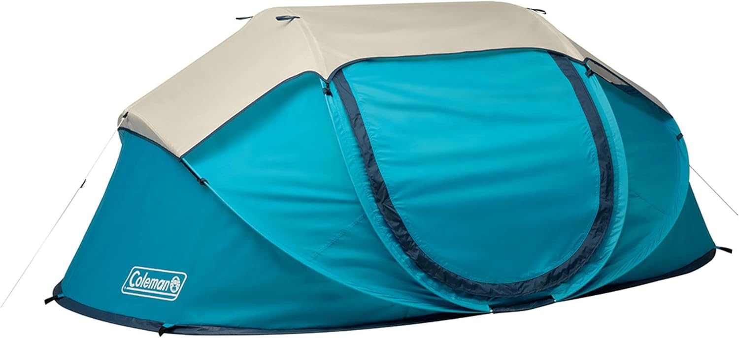 Coleman Pop-Up Camping Tent with Instant Setup, 2/4 Person Tent Sets Up in 10 Seconds with Pre-Assembled Poles, Adjustable Rainfly, & Taped Floor Seams