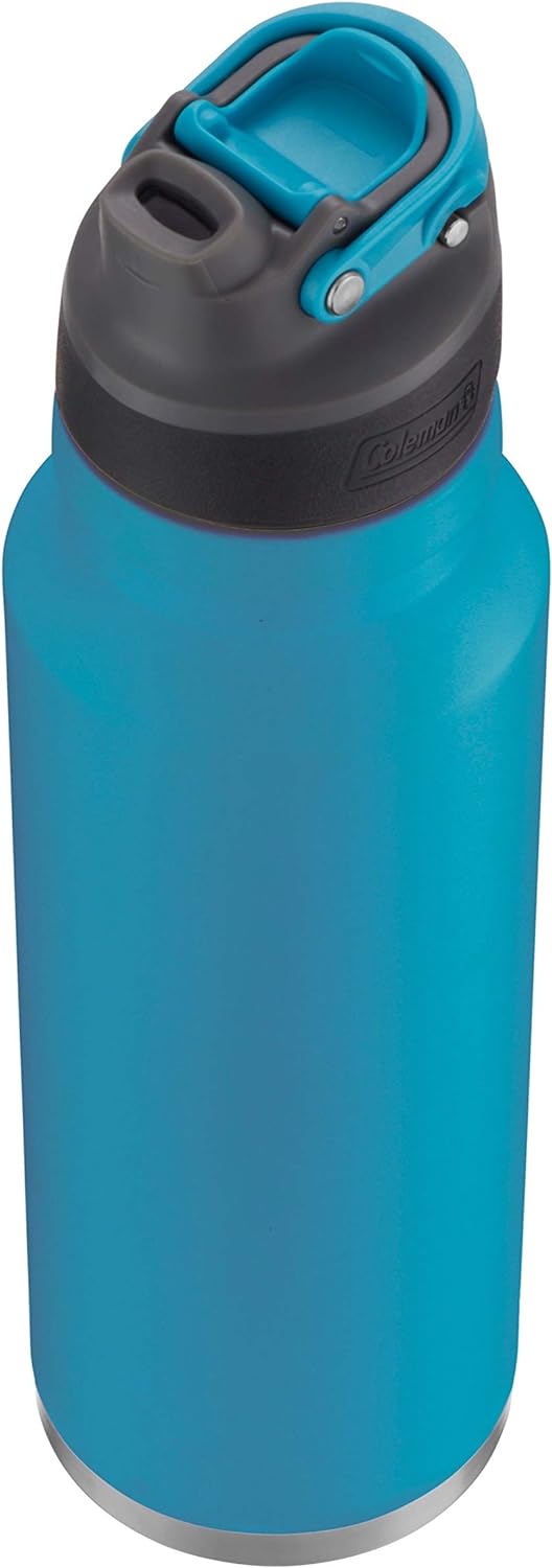 Coleman FreeFlow Vacuum-Insulated Stainless Steel Water Bottle with Leak-Proof Lid, 24oz/40oz Bottle with Button-Operated Lid & Carry Handle, Keeps Drinks Hot or Cold for Hours