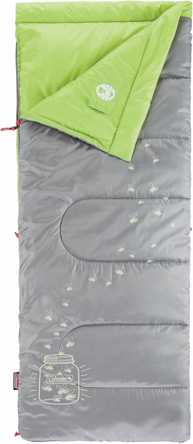 Coleman Kids 45°F Sleeping Bag, Comfortable Youth Sleeping Bag for Sleepovers & Camping, Fits Children up to 5ft 5in Tall, Lightweight and Warm Sleeping Bag for Indoor/Outdoor Use, Machine Washable