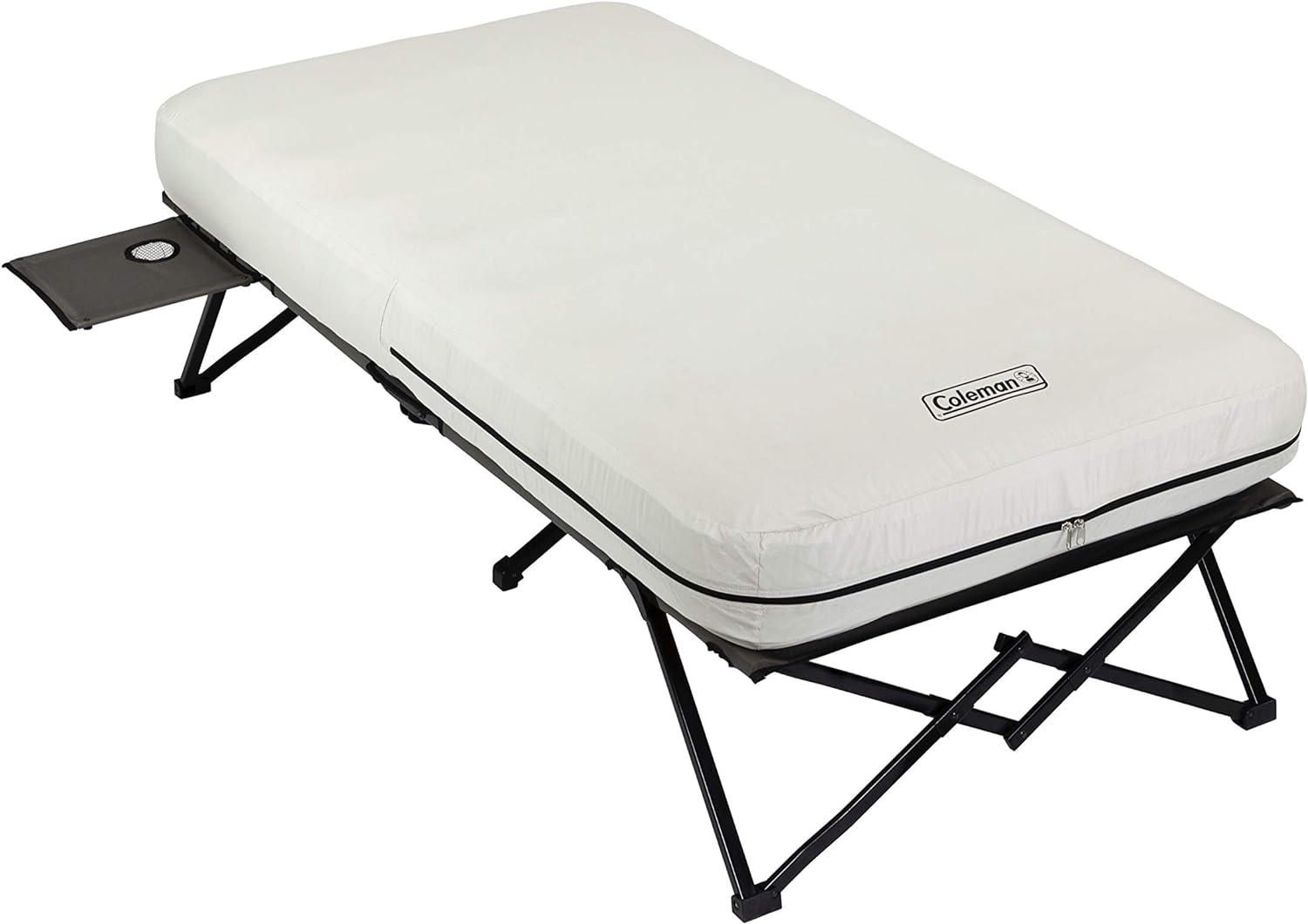 Coleman Camping Cot, Air Mattress, & Pump Combo, Folding Camp Cot & Air Bed with Side Table & Battery-Operated Pump, Great for Comfortable Outdoor Sleeping & Camping