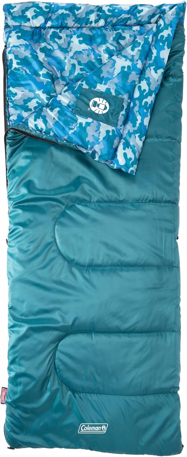 Coleman Kids 45°F Sleeping Bag, Comfortable Youth Sleeping Bag for Sleepovers & Camping, Fits Children up to 5ft 5in Tall, Lightweight and Warm Sleeping Bag for Indoor/Outdoor Use, Machine Washable