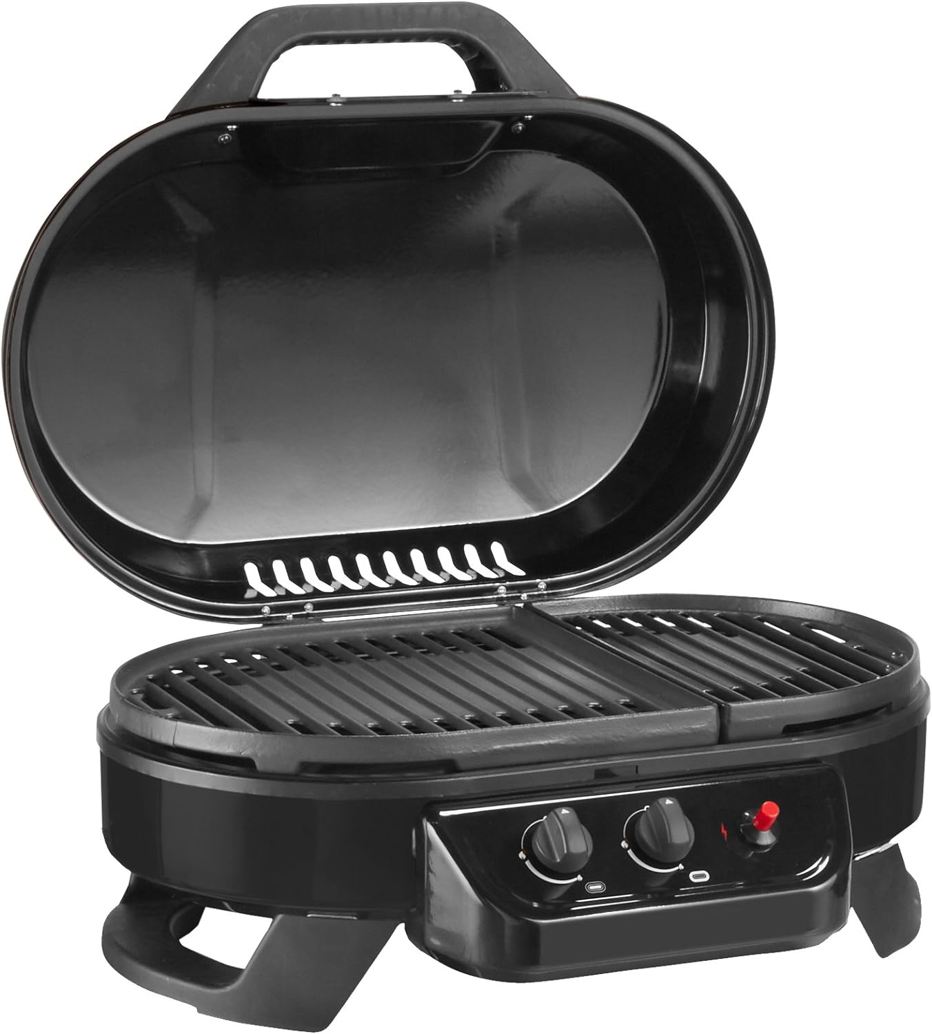 Coleman RoadTrip 225 Portable Tabletop Propane Grill, Gas Grill with 2 Adjustable Burners, Instastart Ignition, & 11,000 BTUs of Power for Camping, Tailgating, Grilling & More