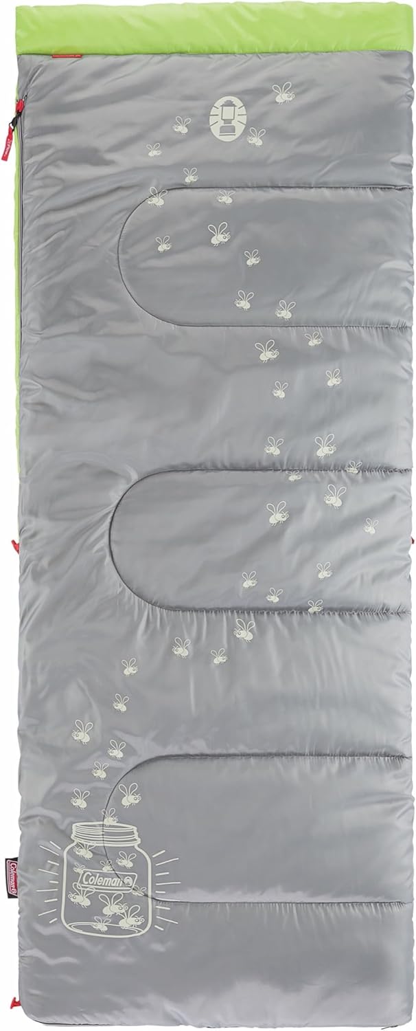 Coleman Kids 45°F Sleeping Bag, Comfortable Youth Sleeping Bag for Sleepovers & Camping, Fits Children up to 5ft 5in Tall, Lightweight and Warm Sleeping Bag for Indoor/Outdoor Use, Machine Washable