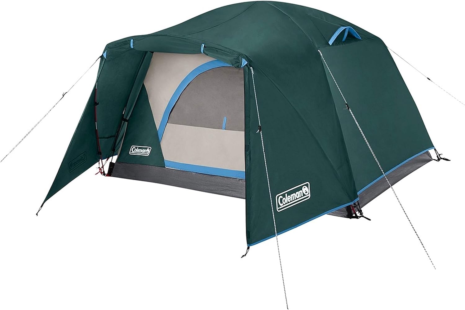 Coleman Skydome Camping Tent with Full-Fly Weather Vestibule, 2/4/6 Person Weatherproof Tent with Rainfly, Carry Bag, Storage Pockets, and Ventilation, Sets Up in 5 Minutes