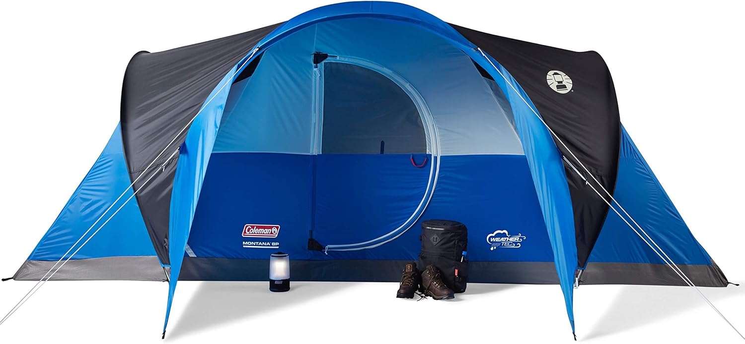 Coleman Montana Camping Tent, 6/8 Person Family Tent with Included Rainfly, Carry Bag, and Spacious Interior, Fits Multiple Queen Airbeds and Sets Up in 15 Minutes
