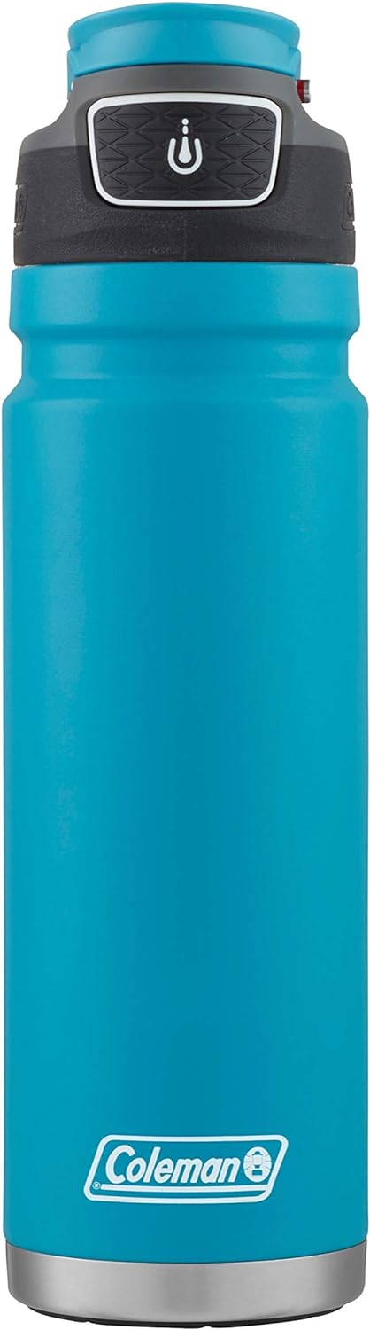 Coleman FreeFlow Vacuum-Insulated Stainless Steel Water Bottle with Leak-Proof Lid, 24oz/40oz Bottle with Button-Operated Lid & Carry Handle, Keeps Drinks Hot or Cold for Hours