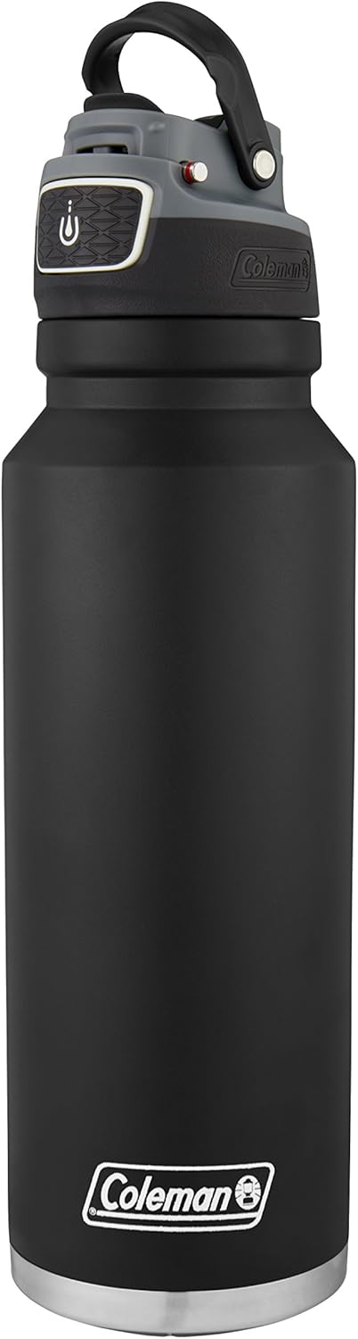 Coleman FreeFlow Vacuum-Insulated Stainless Steel Water Bottle with Leak-Proof Lid, 24oz/40oz Bottle with Button-Operated Lid & Carry Handle, Keeps Drinks Hot or Cold for Hours
