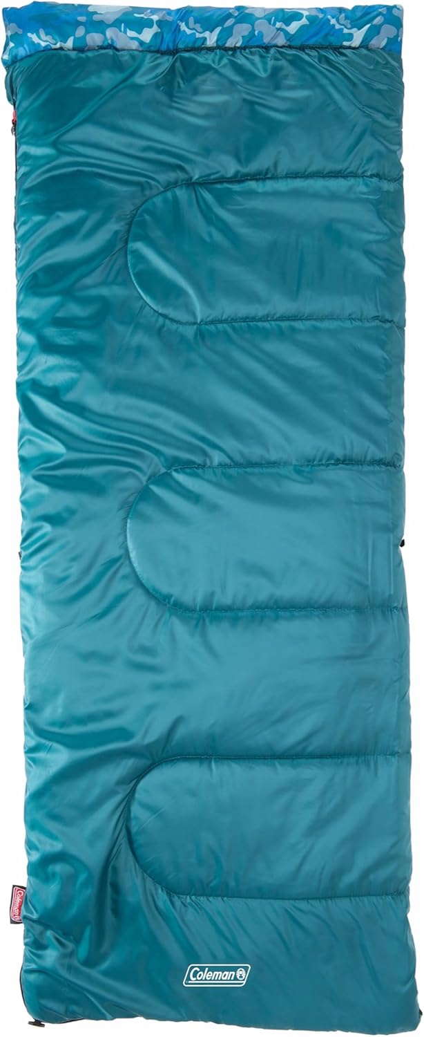 Coleman Kids 45°F Sleeping Bag, Comfortable Youth Sleeping Bag for Sleepovers & Camping, Fits Children up to 5ft 5in Tall, Lightweight and Warm Sleeping Bag for Indoor/Outdoor Use, Machine Washable