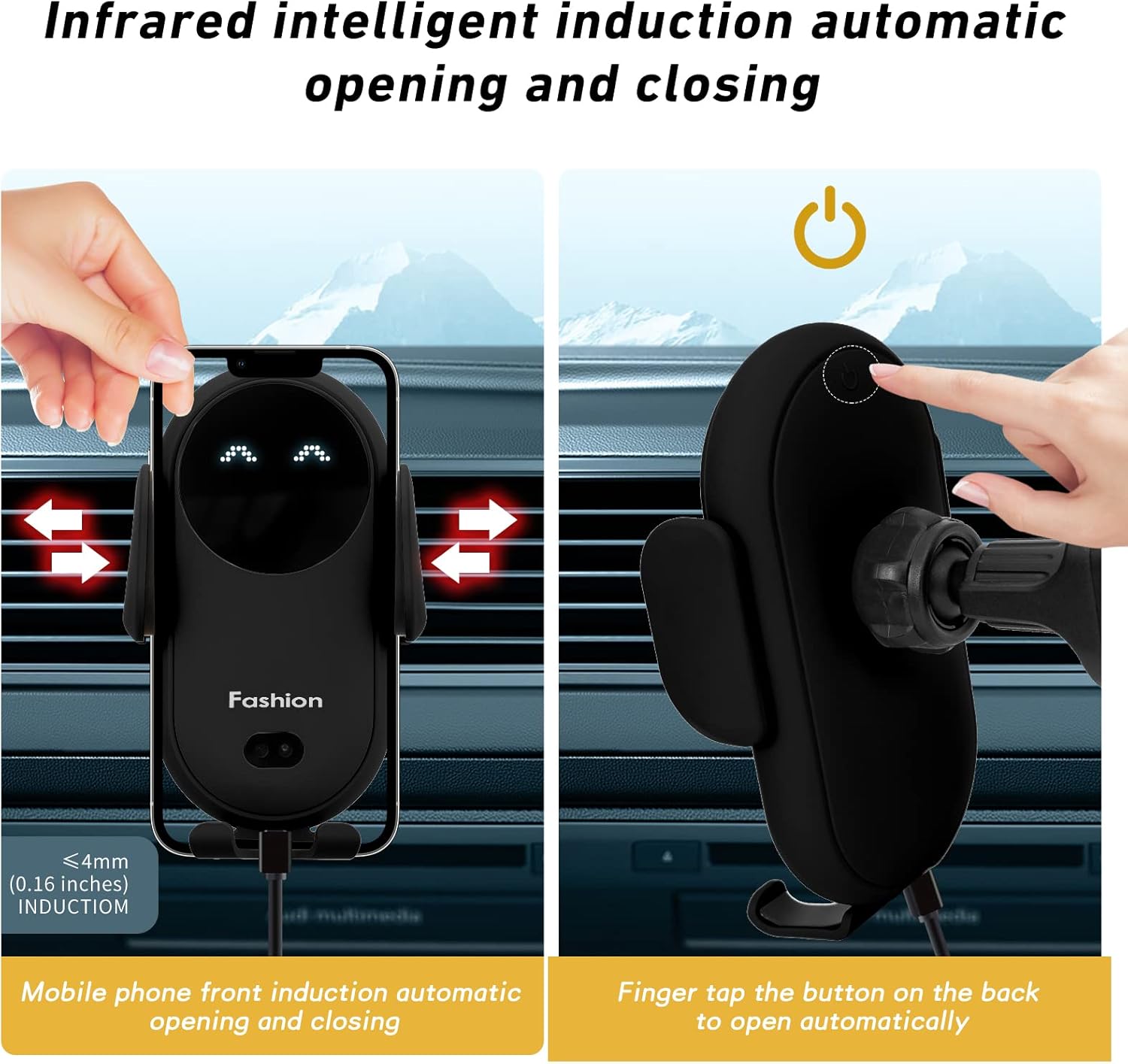 Wireless Car Charger Mount,MAX 15W Qi Fast Charger, Wireless Car Charger Air Vent, Automatic Clamping Phone Holder for iPhone 13/12/11//XS/XR/8, Samsung S22/S21/S20/Note 20, etc (Blue)