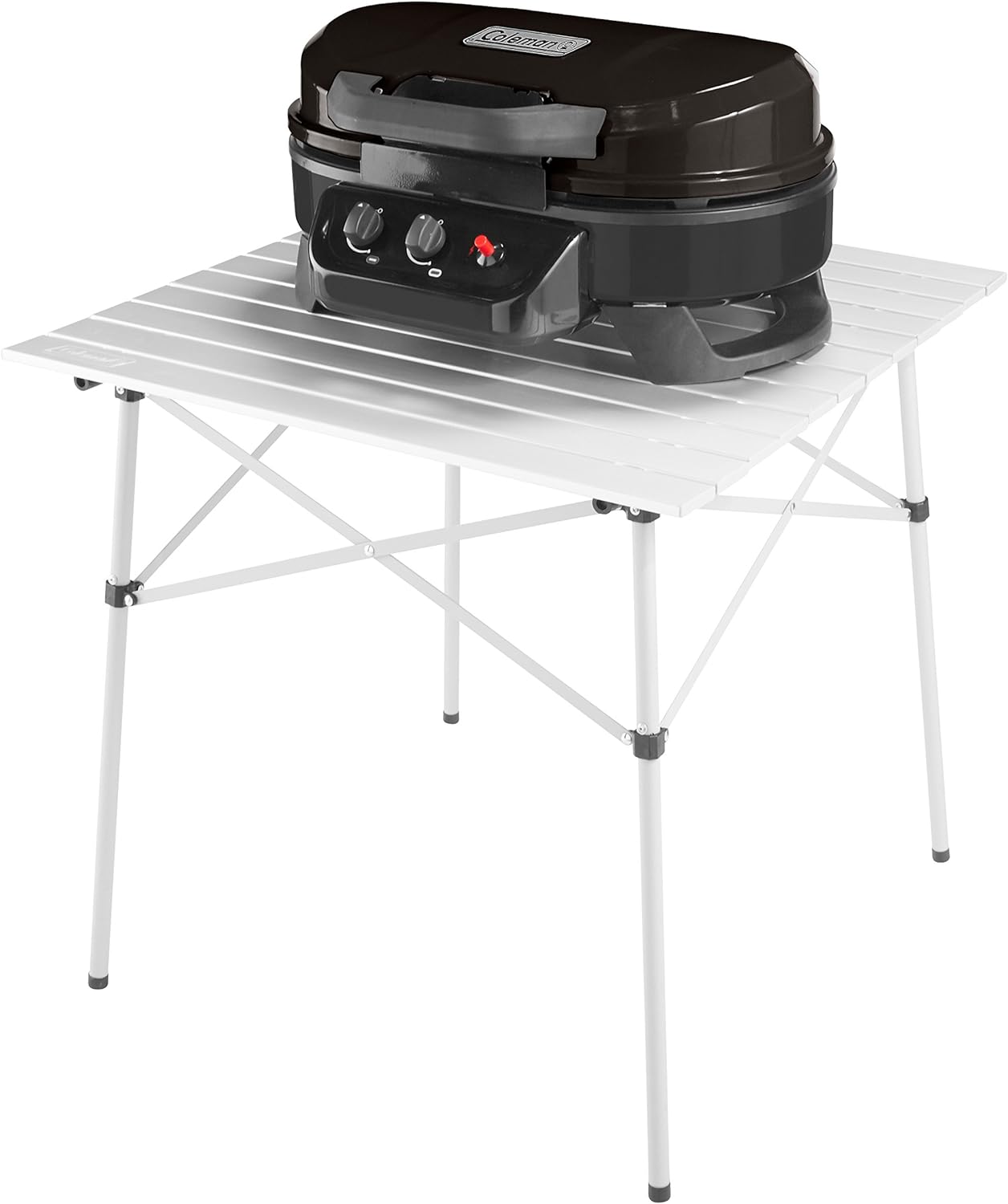 Coleman RoadTrip 225 Portable Tabletop Propane Grill, Gas Grill with 2 Adjustable Burners, Instastart Ignition, & 11,000 BTUs of Power for Camping, Tailgating, Grilling & More