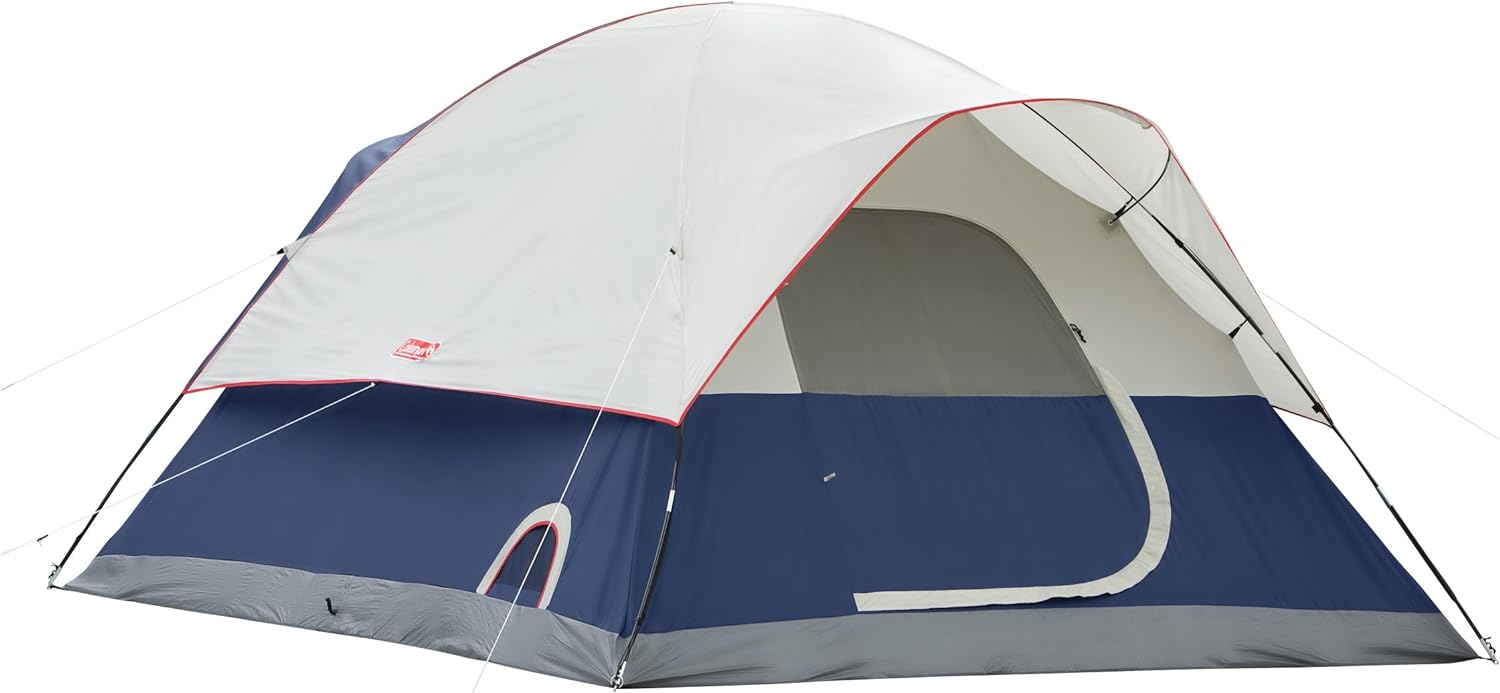 Coleman Elite Sundome Camping Tent with LED Lights, Weatherproof 6-Person Tent with Included Rainfly & Frame that can Withstand 35 MPH Winds, Built-In LED Lighting System with 3 Brightness Settings