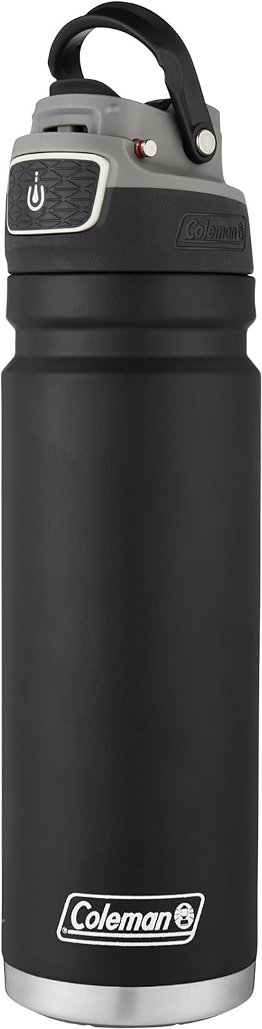 Coleman FreeFlow Vacuum-Insulated Stainless Steel Water Bottle with Leak-Proof Lid, 24oz/40oz Bottle with Button-Operated Lid & Carry Handle, Keeps Drinks Hot or Cold for Hours