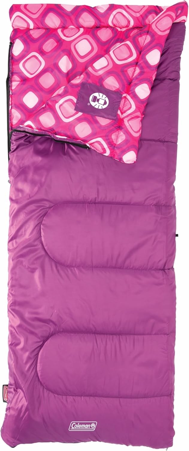 Coleman Kids 45°F Sleeping Bag, Comfortable Youth Sleeping Bag for Sleepovers & Camping, Fits Children up to 5ft 5in Tall, Lightweight and Warm Sleeping Bag for Indoor/Outdoor Use, Machine Washable