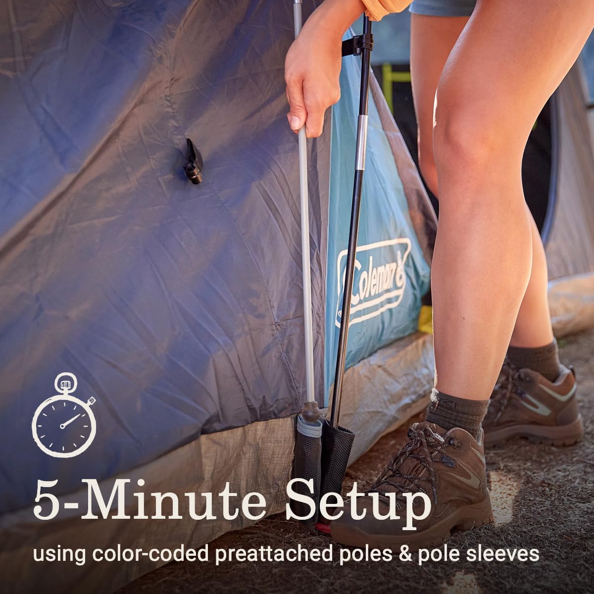 Coleman Skydome Camping Tent with Dark Room Technology, 4/6/8/10 Person Family Tent Sets Up in 5 Minutes and Blocks 90% of Sunlight, Weatherproof Tent with Extra Storage and Ventilation