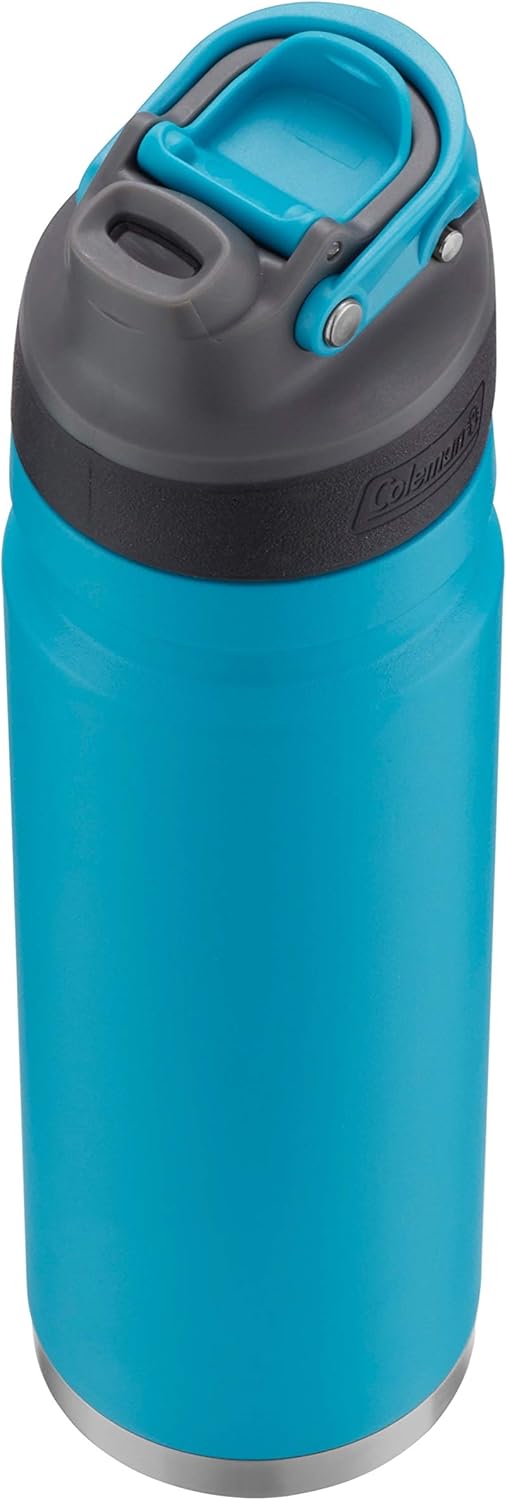 Coleman FreeFlow Vacuum-Insulated Stainless Steel Water Bottle with Leak-Proof Lid, 24oz/40oz Bottle with Button-Operated Lid & Carry Handle, Keeps Drinks Hot or Cold for Hours