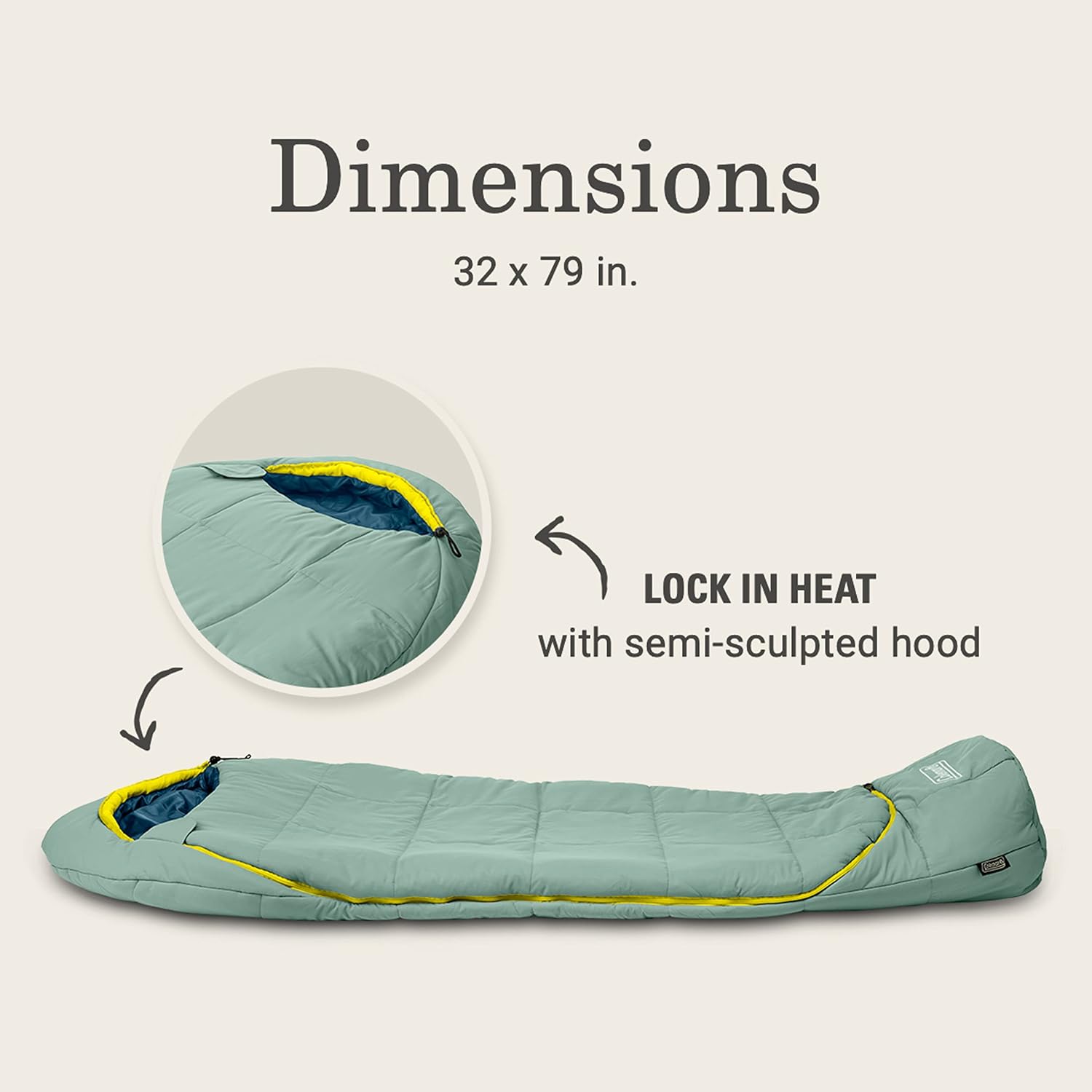 Coleman Big Bay Mummy Sleeping Bag, Cool-Weather 0°F/20°F/40°F Camping Sleeping Bag for Adults with Foot Ventilation and Compression Stuff Sack, Big & Tall