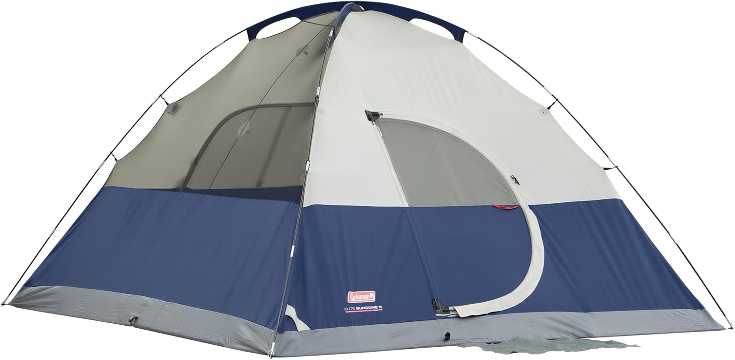 Coleman Elite Sundome Camping Tent with LED Lights, Weatherproof 6-Person Tent with Included Rainfly & Frame that can Withstand 35 MPH Winds, Built-In LED Lighting System with 3 Brightness Settings
