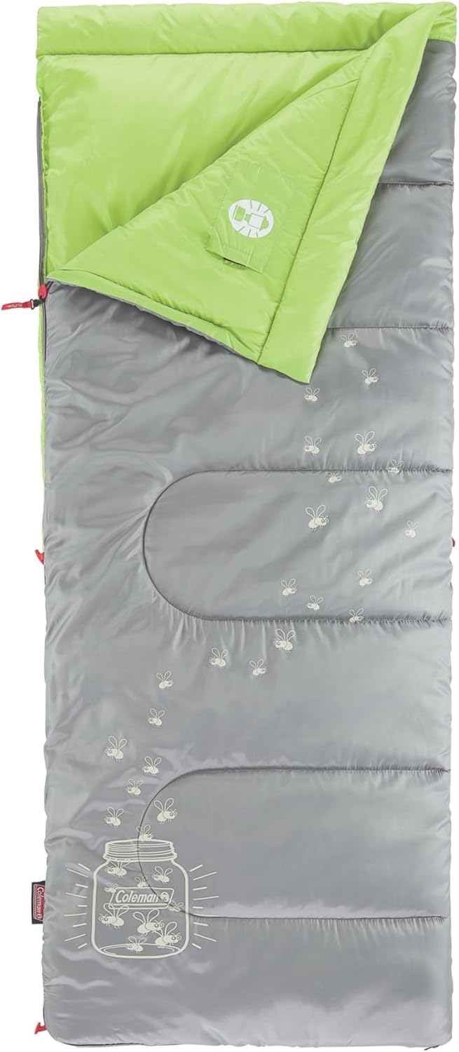 Coleman Kids 45°F Sleeping Bag, Comfortable Youth Sleeping Bag for Sleepovers & Camping, Fits Children up to 5ft 5in Tall, Lightweight and Warm Sleeping Bag for Indoor/Outdoor Use, Machine Washable