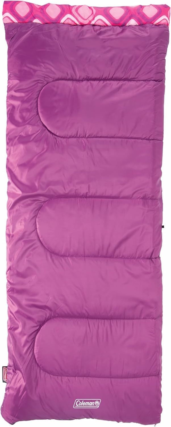 Coleman Kids 45°F Sleeping Bag, Comfortable Youth Sleeping Bag for Sleepovers & Camping, Fits Children up to 5ft 5in Tall, Lightweight and Warm Sleeping Bag for Indoor/Outdoor Use, Machine Washable