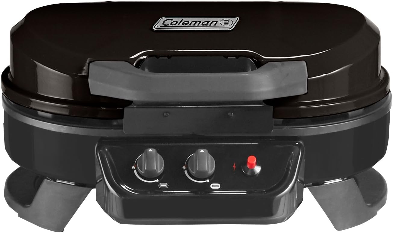Coleman RoadTrip 225 Portable Tabletop Propane Grill, Gas Grill with 2 Adjustable Burners, Instastart Ignition, & 11,000 BTUs of Power for Camping, Tailgating, Grilling & More