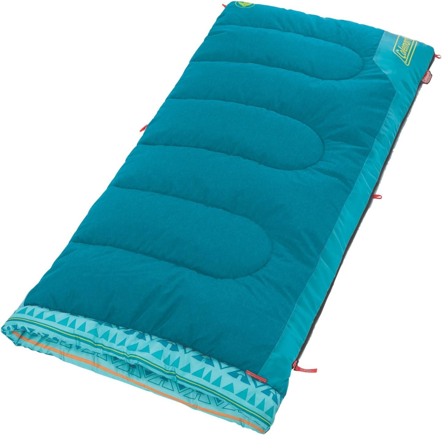 Coleman Kids 50°F Sleeping Bag, Comfortable Youth Sleeping Bag for Sleepovers & Camping, Fits Children up to 5ft Tall, Glow in The Dark Design, Stuff Sack Included, Machine Washable