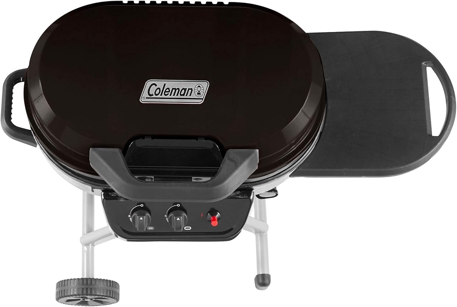 Coleman RoadTrip 225 Portable Stand-Up Propane Grill, Gas Grill with Push-Button Starter, Folding Legs & Wheels, Side Table, & 11,000 BTUs of Power for Camping, Tailgating, Grilling & More
