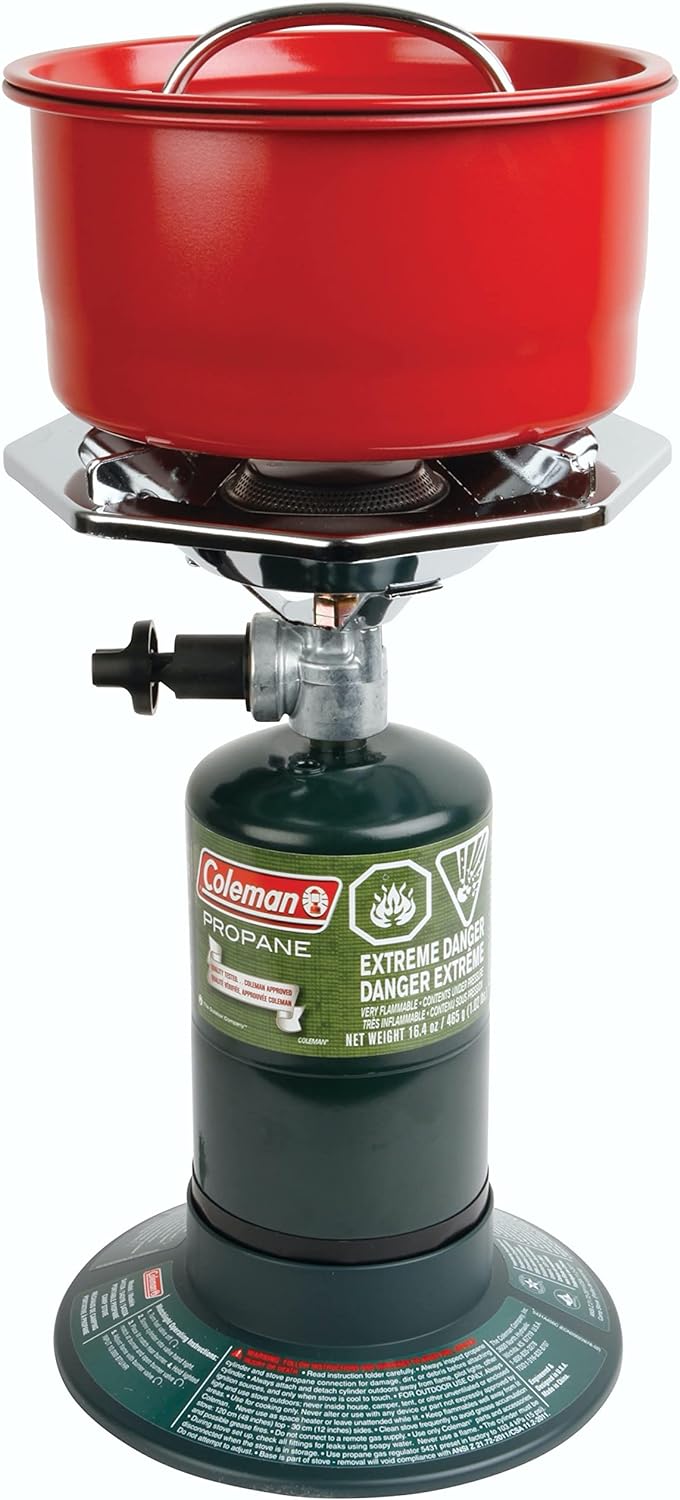 Coleman Bottletop Propane Camping Stove, Portable 1-Burner Adjustable Stove with Wind Baffles, Pressure Regulator, and 10,000 BTUs of Power; Great for Camping, Hiking, Backpacking, & More
