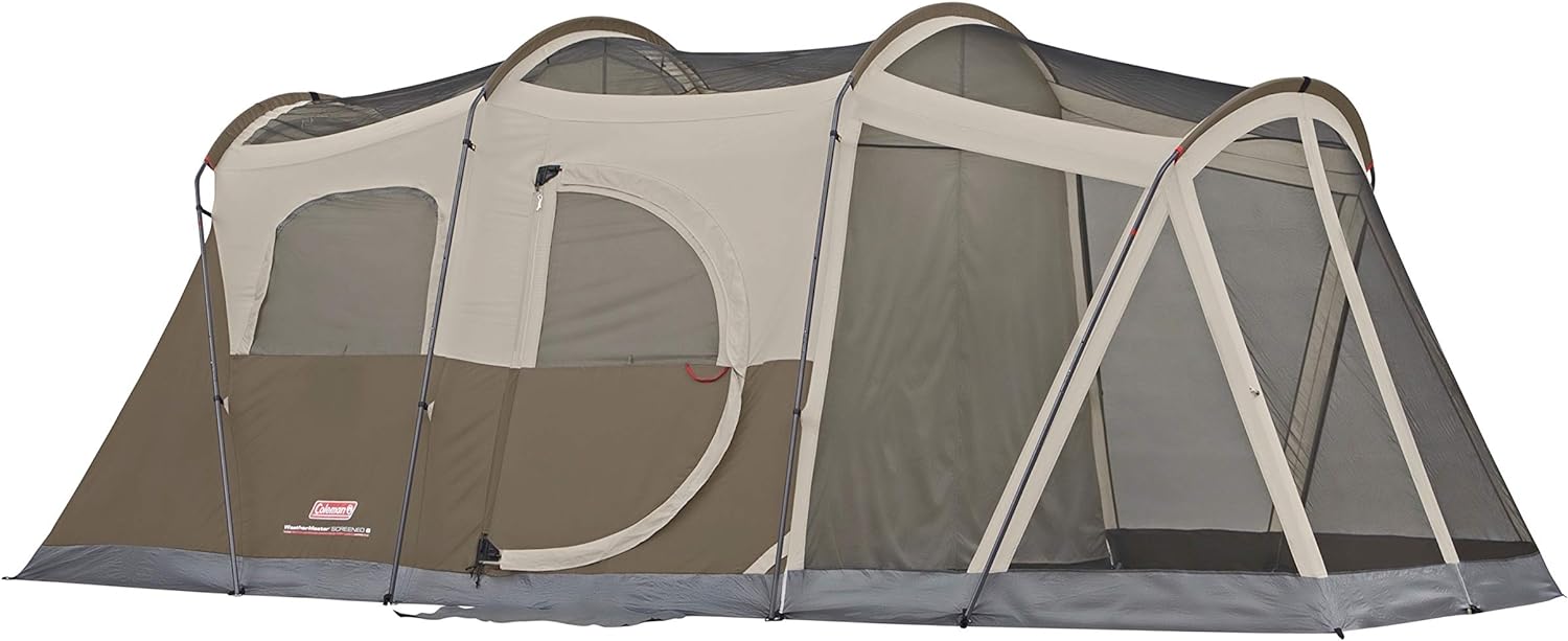 Coleman WeatherMaster Camping Tent with Screened Porch, Weatherproof 6-Person Family Tent with Included Rainfly and Carry Bag, Easy Setup Tent with Screened-in Porch
