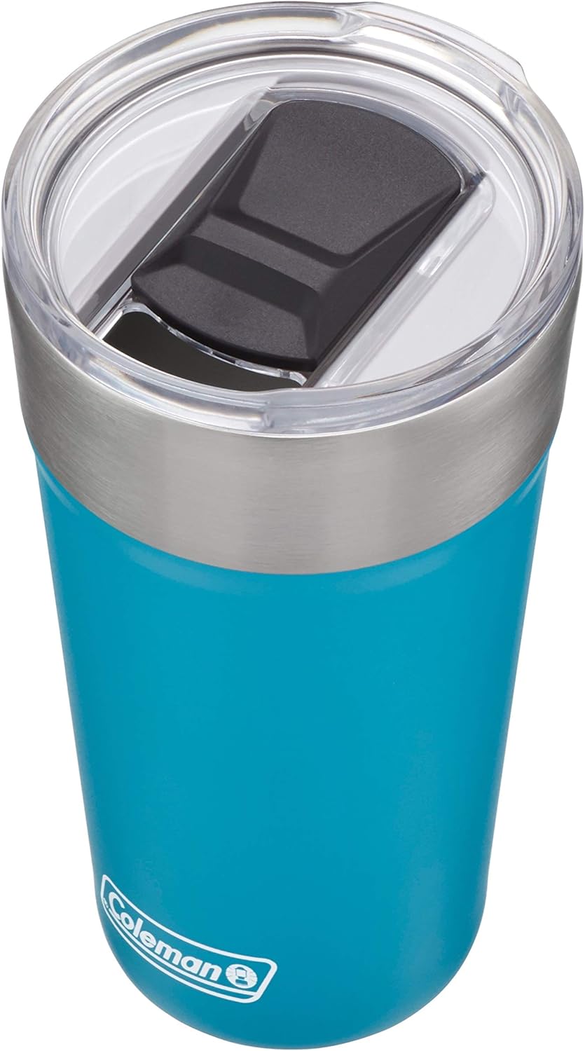 Coleman Brew Vacuum-Insulated Stainless Steel Tumbler, 20oz Water Bottle/Coffee Mug with Slidable Spout Cover & Integrated Bottle Opener