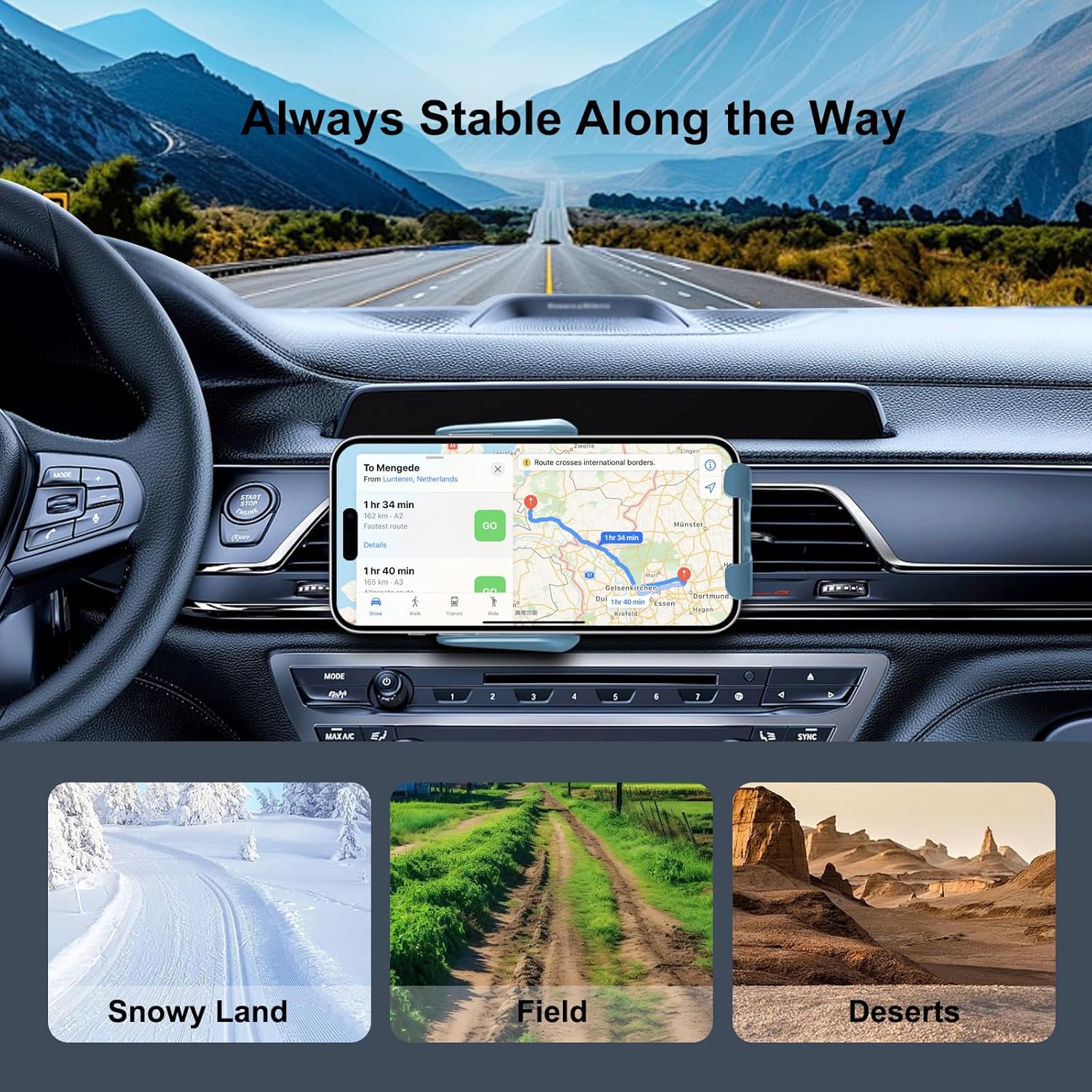 Wireless Car Charger Mount,MAX 15W Qi Fast Charger, Wireless Car Charger Air Vent, Automatic Clamping Phone Holder for iPhone 13/12/11//XS/XR/8, Samsung S22/S21/S20/Note 20, etc (Blue)