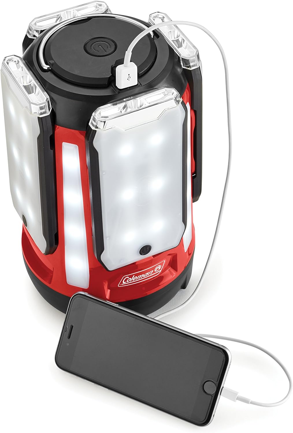 Coleman Multi-Panel Rechargeable LED Lantern, Water-Resistant Lantern with Removable Magnetic Light Panels, Built-In Flashlight, & USB Charging Port; Great for Camping, Hunting, Emergencies, & More