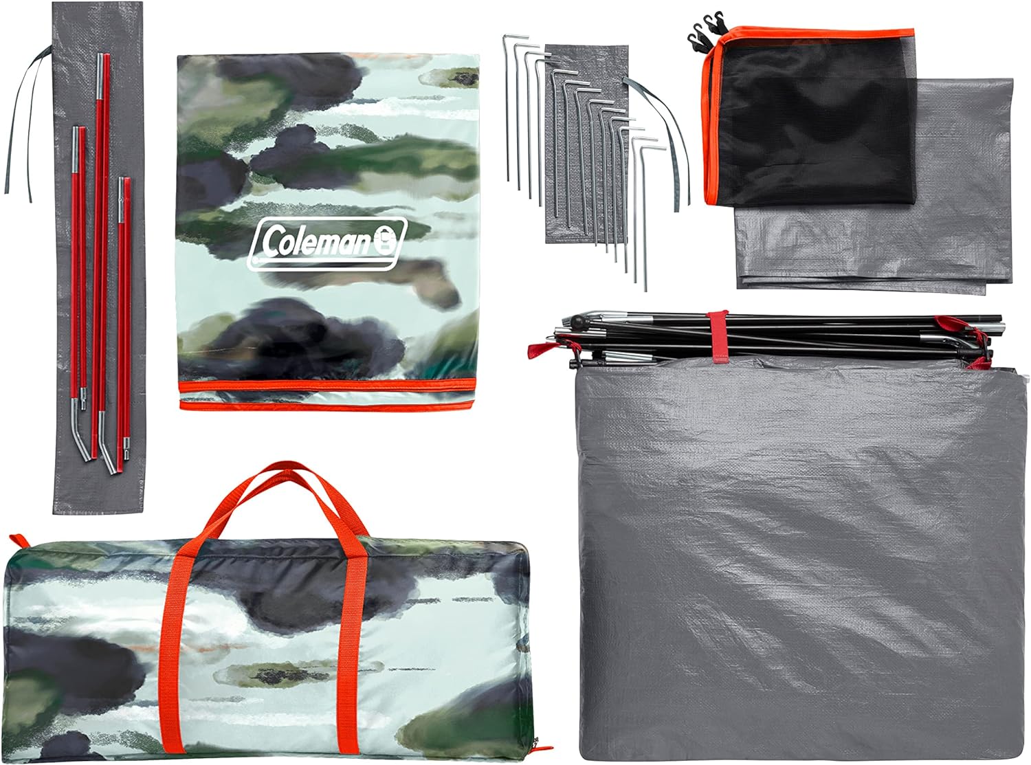 Coleman Skydome Camping Tent, 2/4/6/8 Person Weatherproof Tent with 5 Minute Setup, Includes Pre-Attached Poles, Rainfly, Carry Bag & Roomy Interior