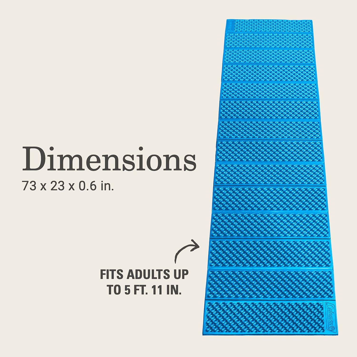 Coleman River Rest Lightweight Folding Foam Camping Sleeping Pad, 73 x 23 x 0.6 Inches, Comfortable Egg Carton Design, Insulated for Extra Warmth