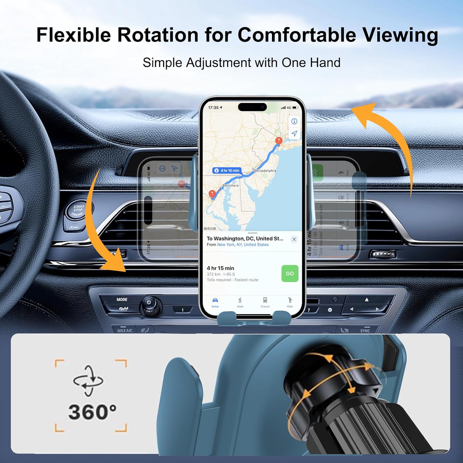 Wireless Car Charger Mount,MAX 15W Qi Fast Charger, Wireless Car Charger Air Vent, Automatic Clamping Phone Holder for iPhone 13/12/11//XS/XR/8, Samsung S22/S21/S20/Note 20, etc (Blue)