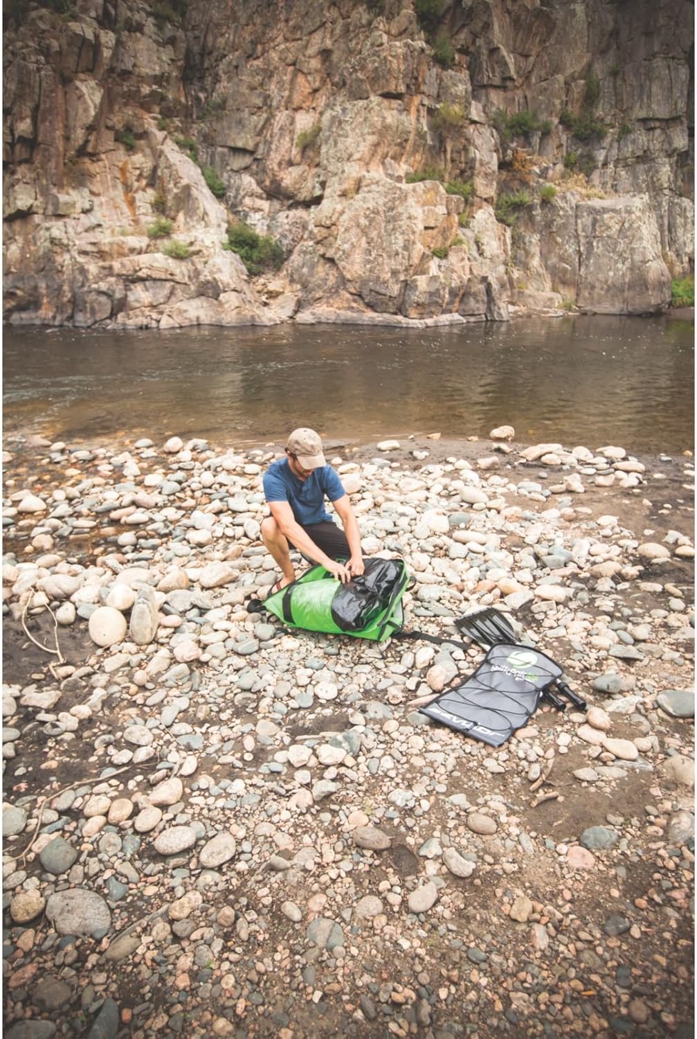 Sevylor QuickPak K5 24 Gauge PVC Polyester 1 Person Inflatable Kayak w/Hand Pump, Paddle, Double Lock Valves and Easy To Carry Backpack System, Gray