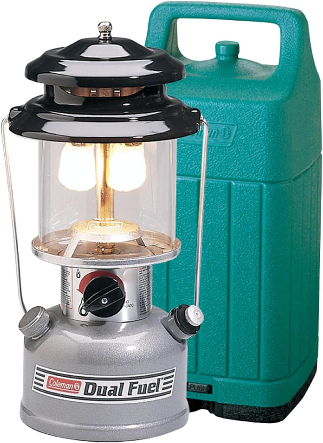 Coleman Premium Dual Fuel Lantern with Carry Case, Portable Lantern with Adjustable Brightness Includes Handle, Mantles, Filter Funnel, and Carry Case; Great for Camping, Power Outages, & Emergencies