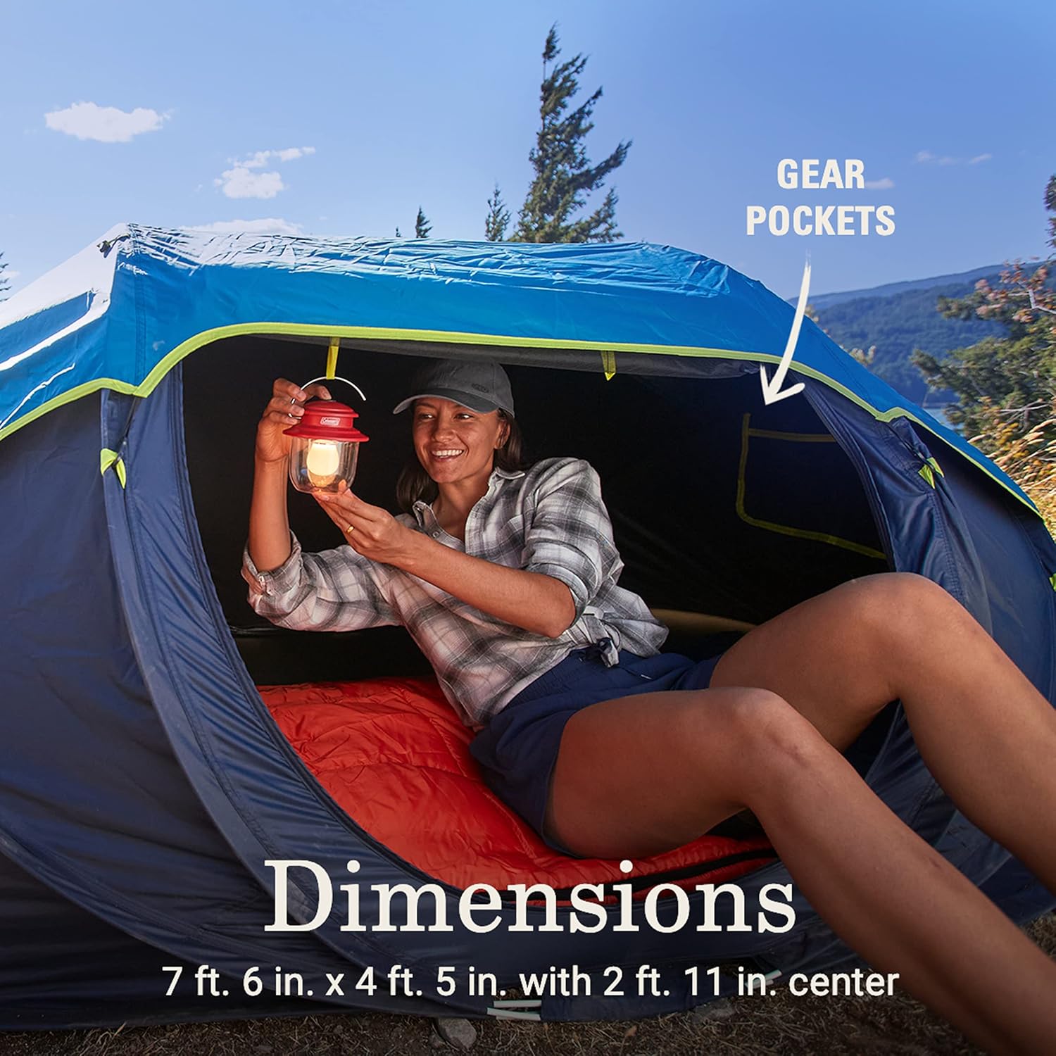 Coleman Pop-Up Camping Tent with Dark Room Technology, 2/4 Person Tent Sets Up in 10 Seconds & Blocks 90% of Sunlight, Includes Pre-Assembled Poles, Adjustable Rainfly, & Taped Floor Seams